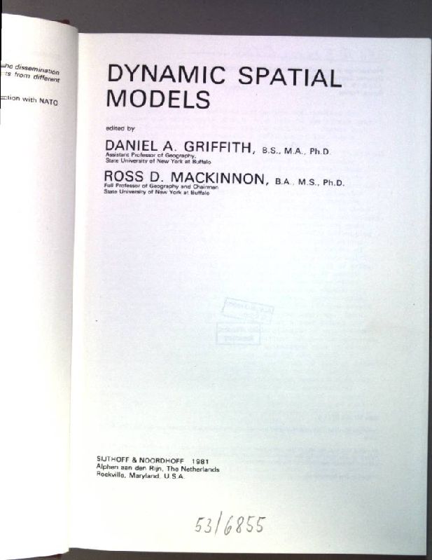 Dynamic Spatial Models. Proceedings (Nato Science Series D:) - Griffith, Daniel A. and R. MacKinnon