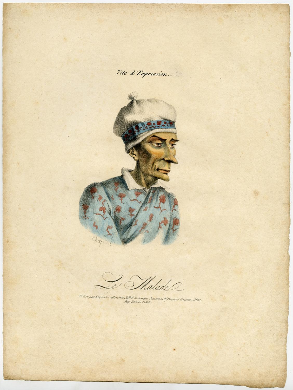 Rare Antique Master PrintSATIRETHE SICK MANChapca. 1830 (1830