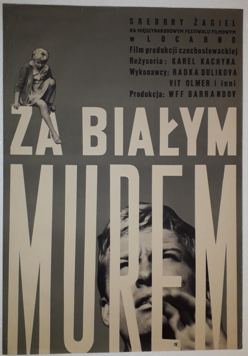 Original Vintage Polish (Czechoslovakian) Movie Film Cinema Poster | Za Bialym Murem (The High Wall) Poster Artwork Designed Not Credited [Directed b