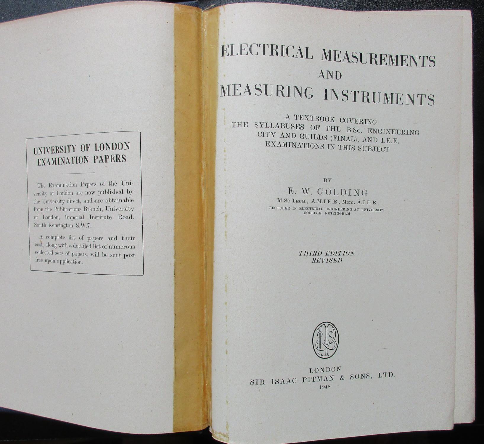 Electrical Measurements and Measuring Instruments by E. W. Golding