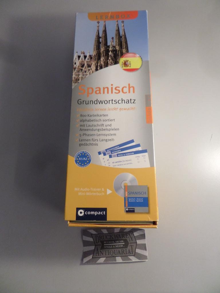 Lernbox Spanisch Grundwortschatz : Vokabeln lernen leicht gemacht ; mit Audio-Trainer & Mini-Wörterbuch ; gemeinsamer europäischer Referenzrahmen A1/A2.