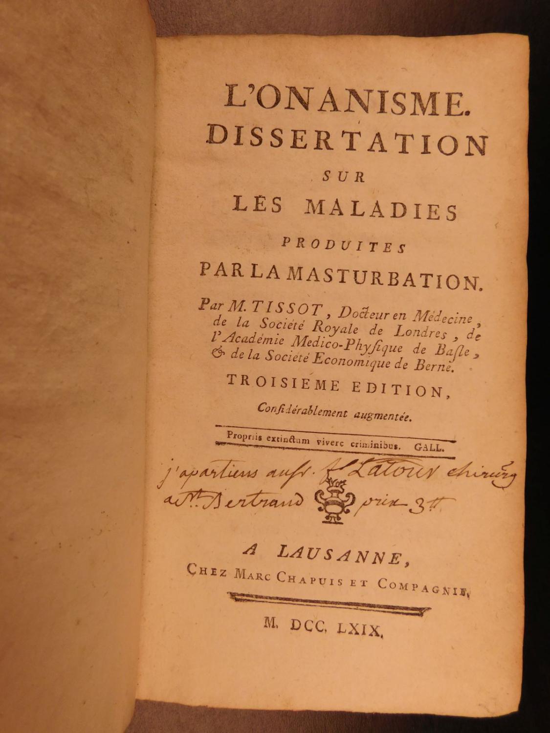 1769 Tissot Horrors Of Masturbation Medicine Swiss Sexuality Onanism