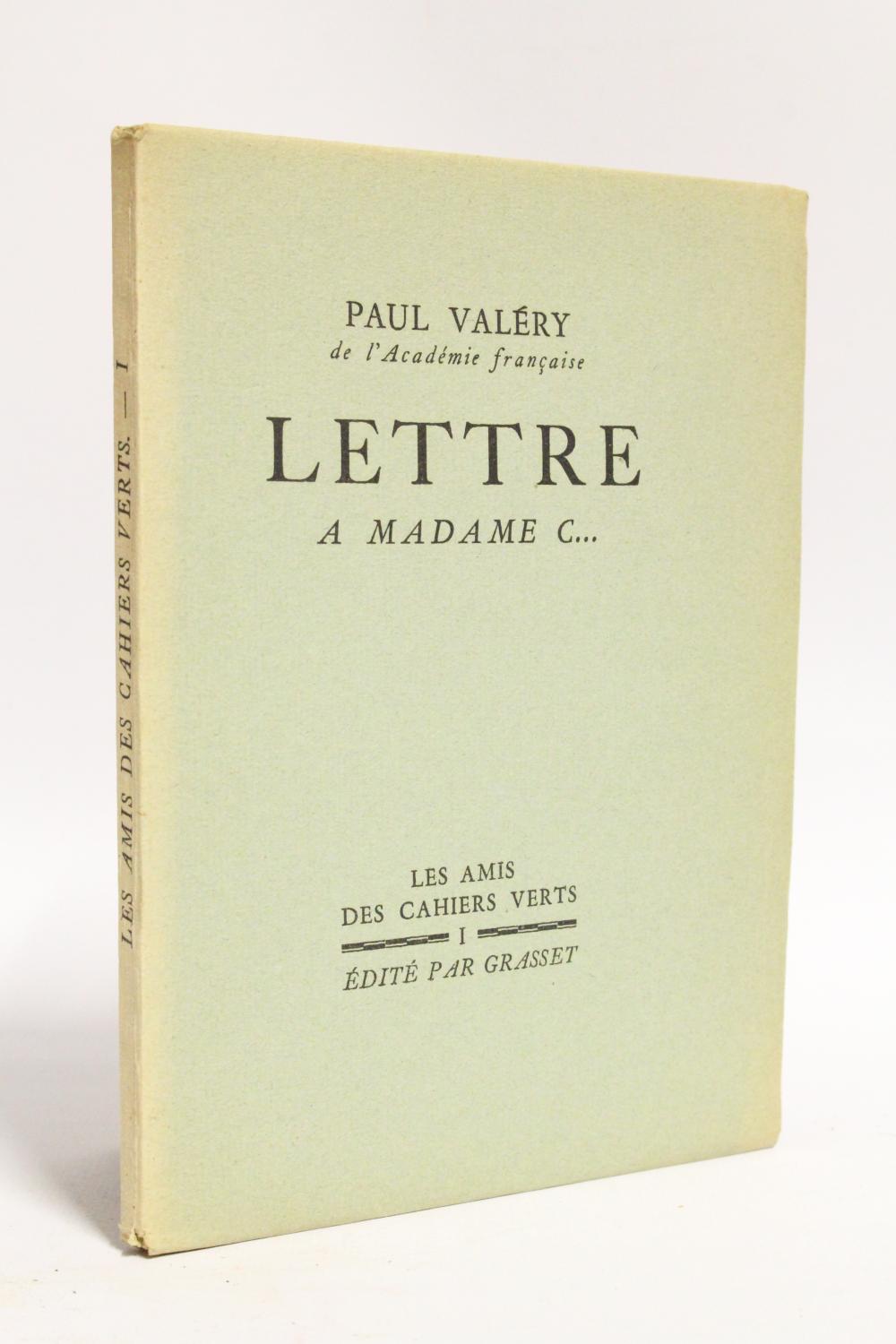 Lettre à madame C. by VALERY Paul: couverture souple (1928) | Librairie ...