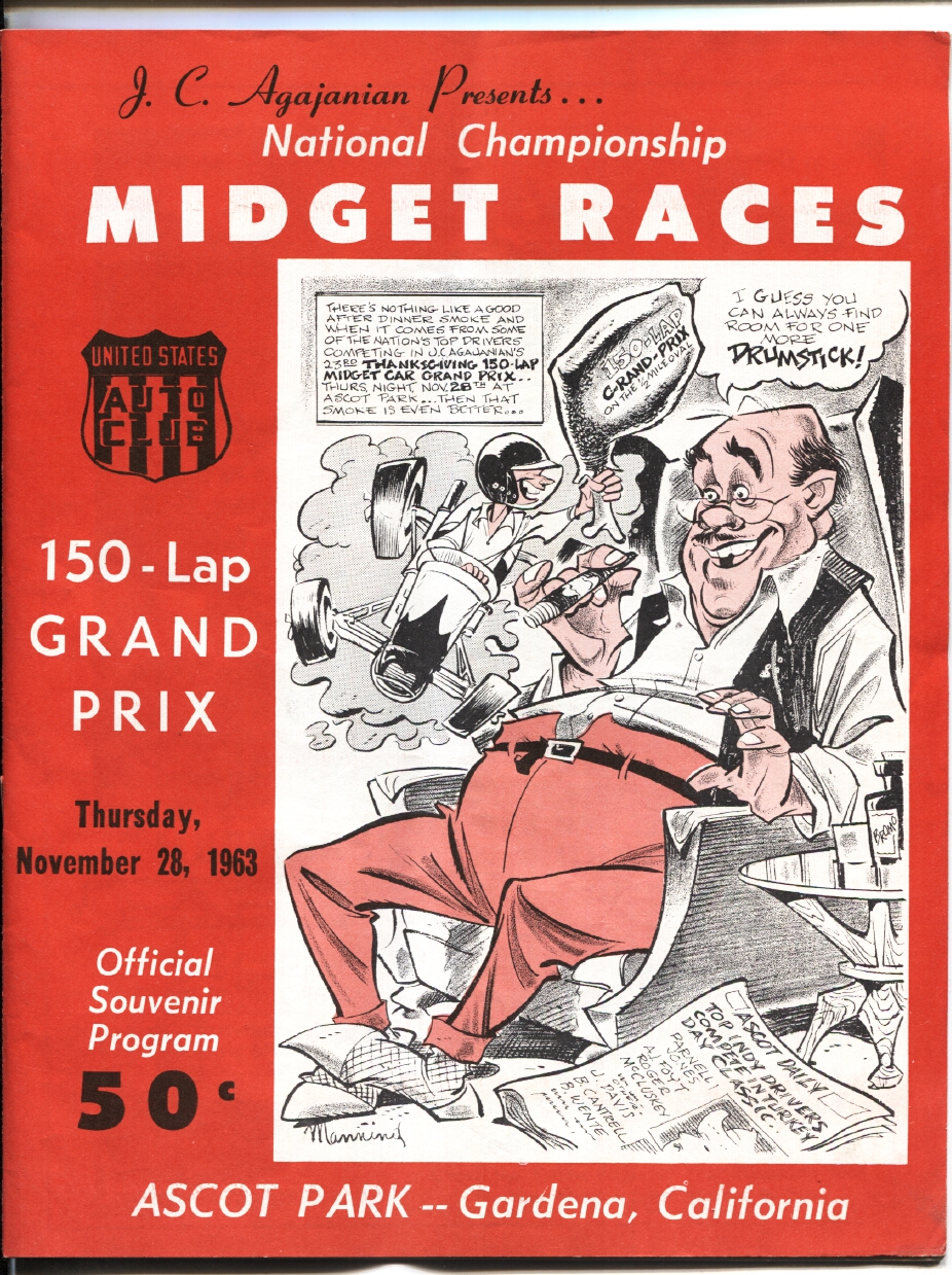 Ascot Park Turkey Night Grand Prix Racing Program Midget races1963