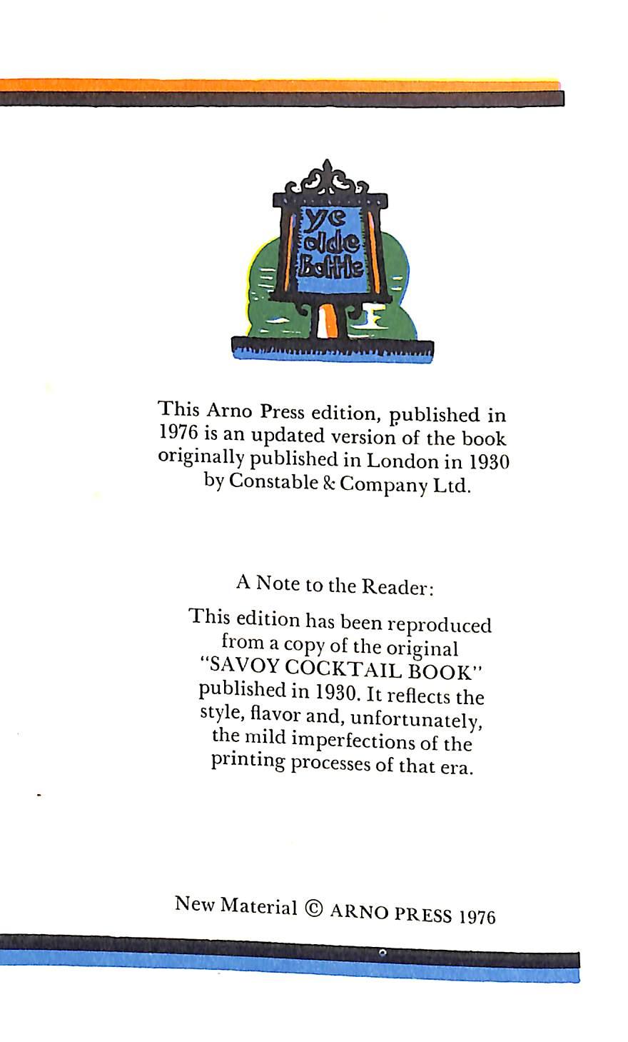 The Savoy Cocktail Book by Harry Craddock: (1976) | The ...