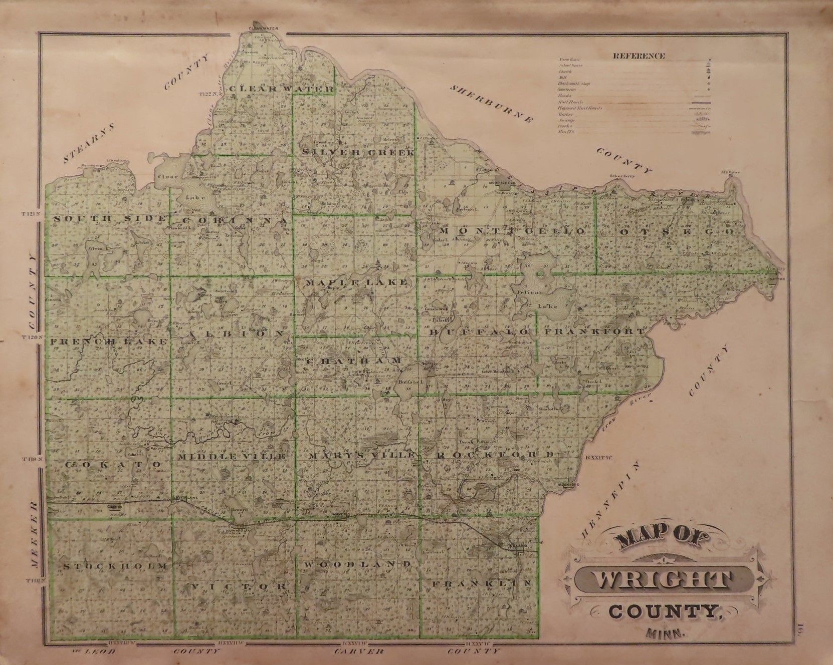 Map of Wright County 1874 from Illustrated Historical Atlas of the