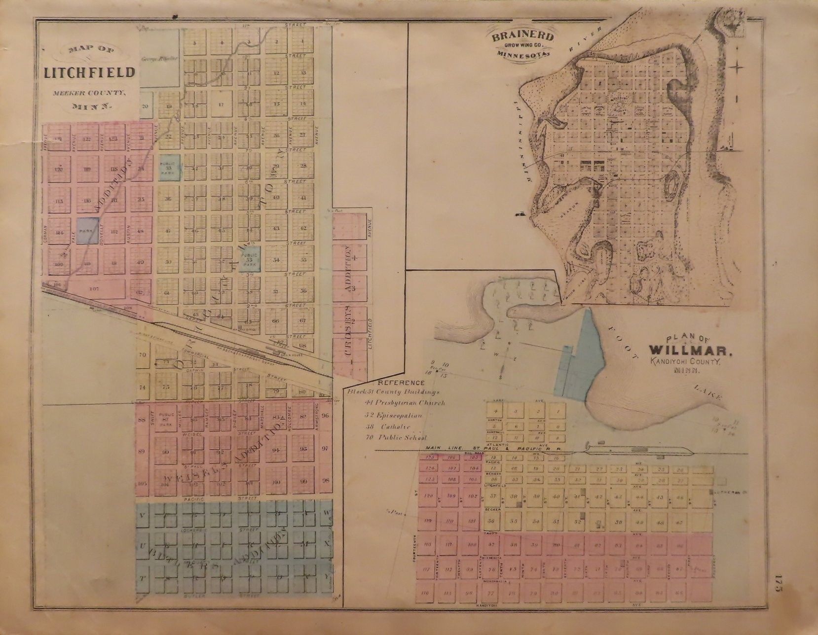 Map of Kandiyohi County 1874 by A.T. Andreas Very Good Paper (1874