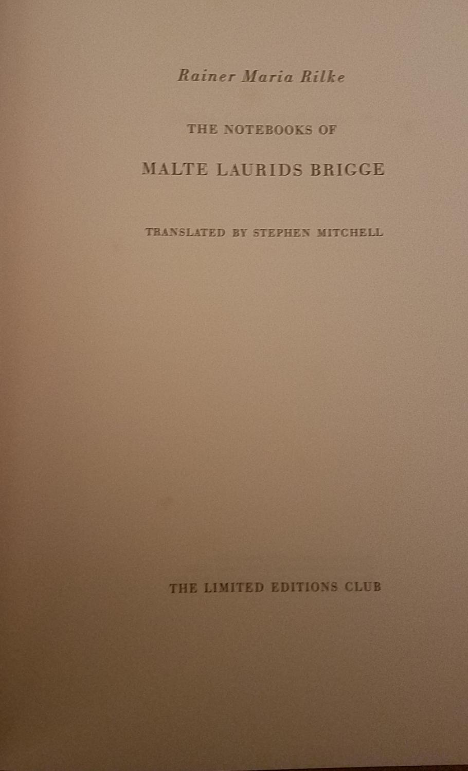 The Notebooks of Malte Laurids Brigge Rainer Maria Rilke [As New] [Hardcover]