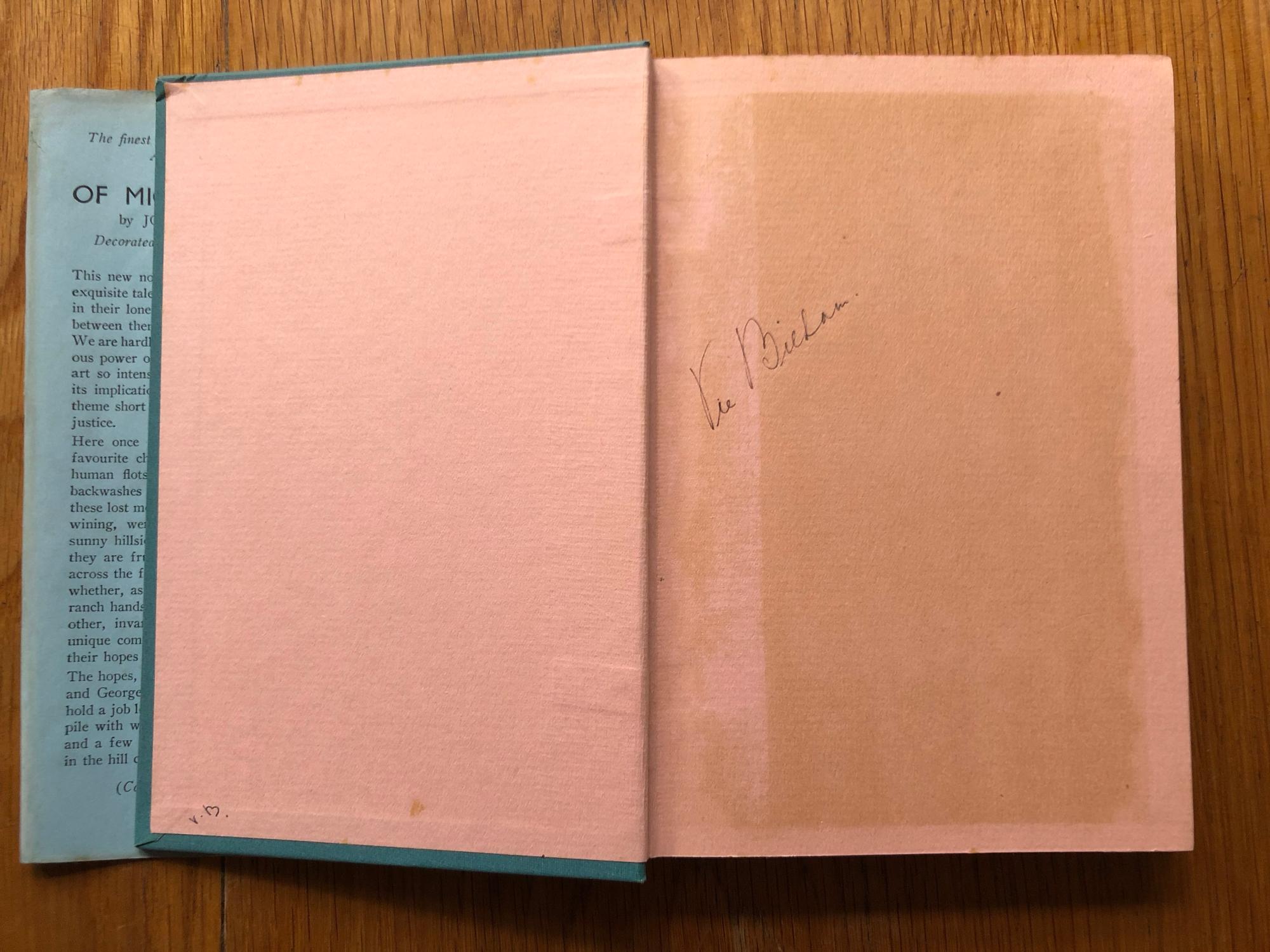 Of Mice and Men par John Steinbeck: Very Good Hardcover (1937) 1st