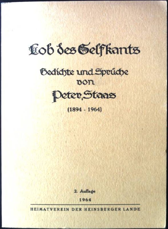 Lob Des Selfkants Gedichte Und Spruche Von Staas Peter Gut Broschiert 1964 Petra Gros