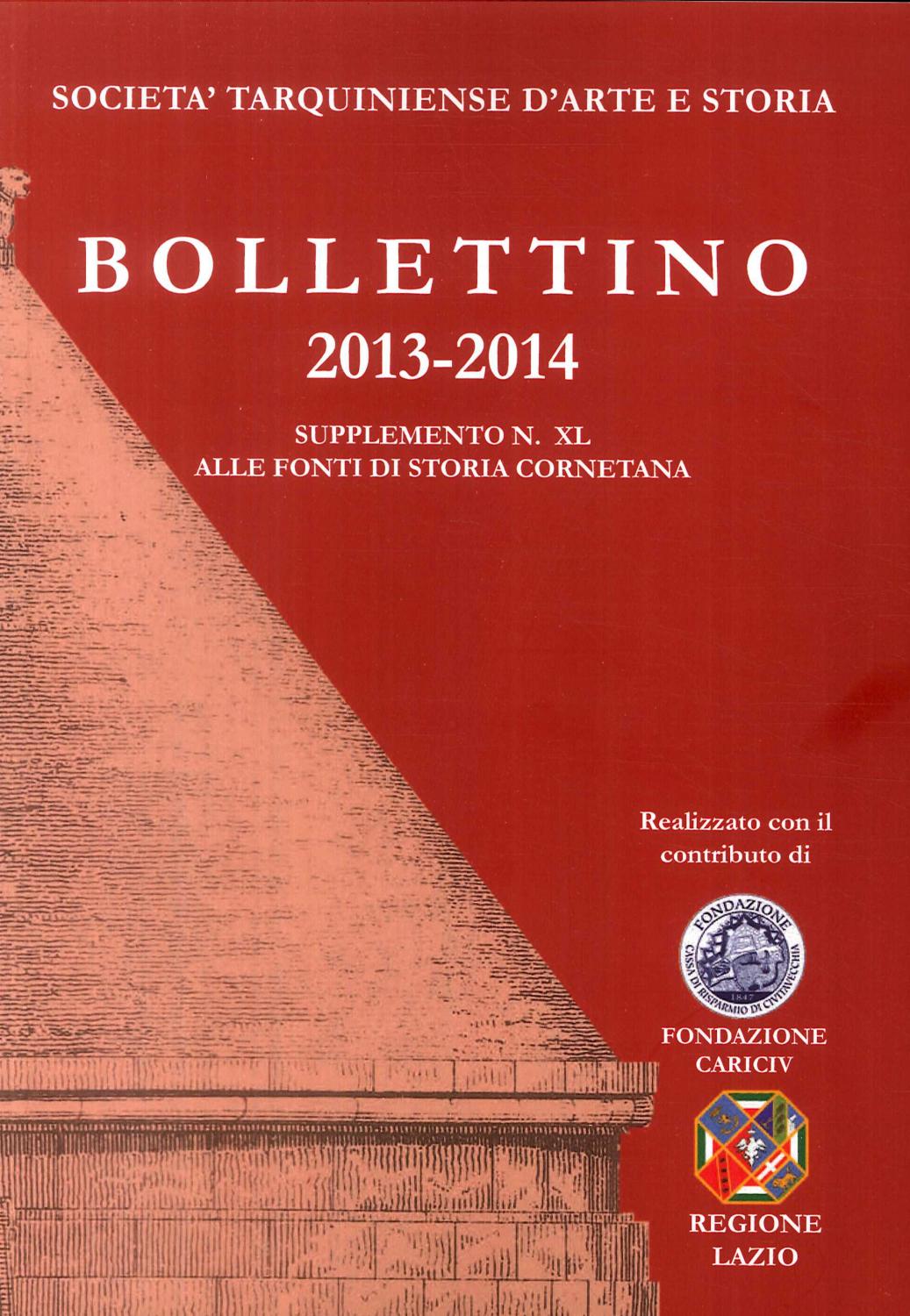 Bollettino STAS. Supplemento 40 alle fonti di storia cornetana (2013-2014) - Aa.vv.