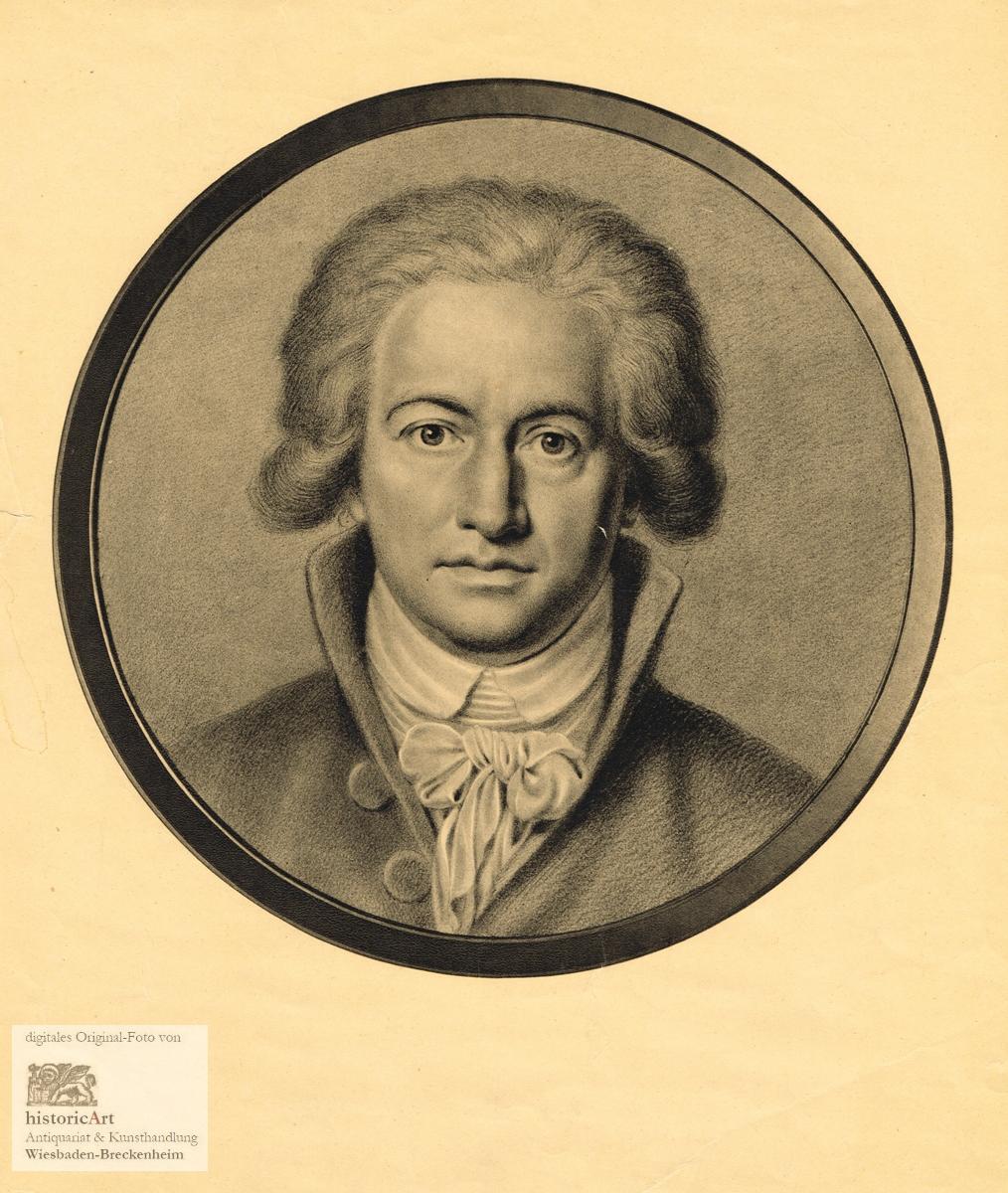 Johann Wolfgang von Goethe. Porträtbüste mit Halstuch in Mantel. Großer