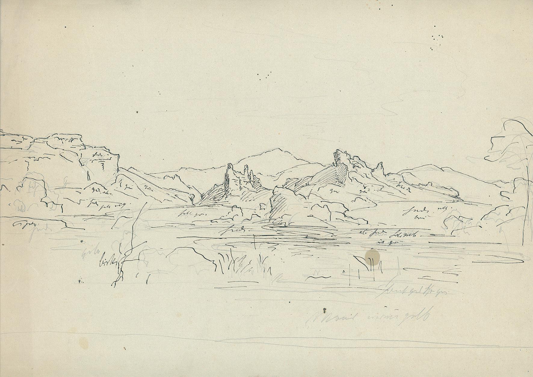 Blick Von Erhohtem Standpunkt Auf Ein Flusstal Gesaumt Von Bergen Daruber Bleistiftskizze Einer Landschaft Um 1846 Von Fries Bernhard 1820 Heidelberg Munchen 1879 Kunst Nbsp Nbsp Grafik Nbsp Nbsp Poster Galerie Joseph Fach Gmbh