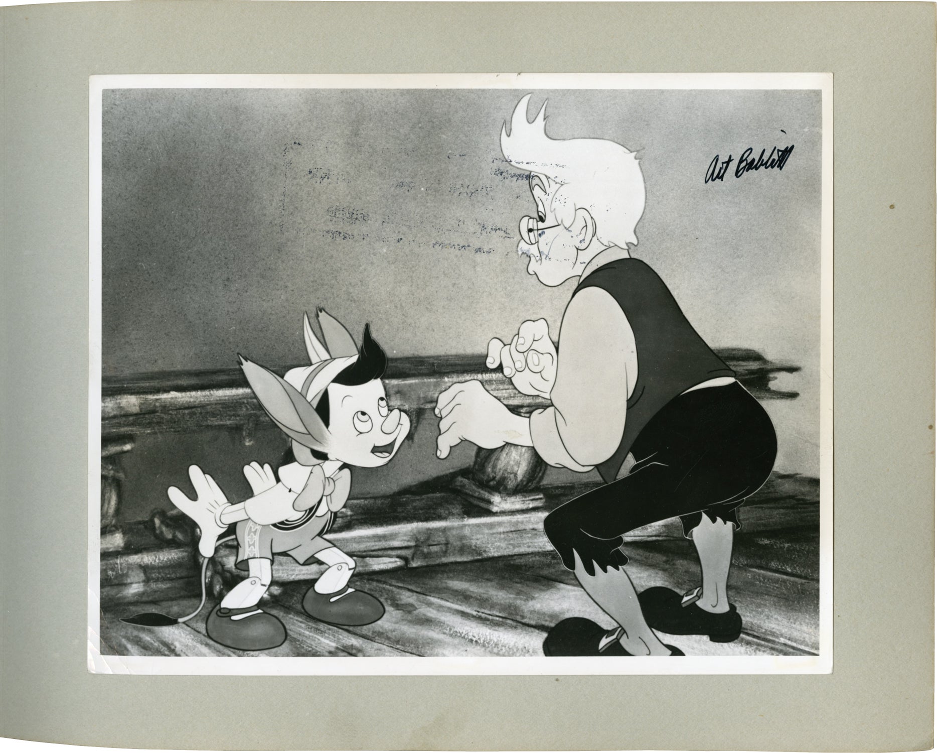 Album of lobby cards and photos from 30 animated films, signed by key animators by Lotte Reiniger, Frank Thomas, Arthur Babbitt, Grim Natwick, Milt Kahl, Ollie Johnston, Norman McLaren, Ward Kimball, John Album of lobby cards and photos from 30 animated films, signed by key animators by Lotte Reiniger, Frank Thomas, Arthur Babbitt, Grim Natwick, Milt Kahl, Ollie Johnston, Norman McLaren, Ward Kimball, John