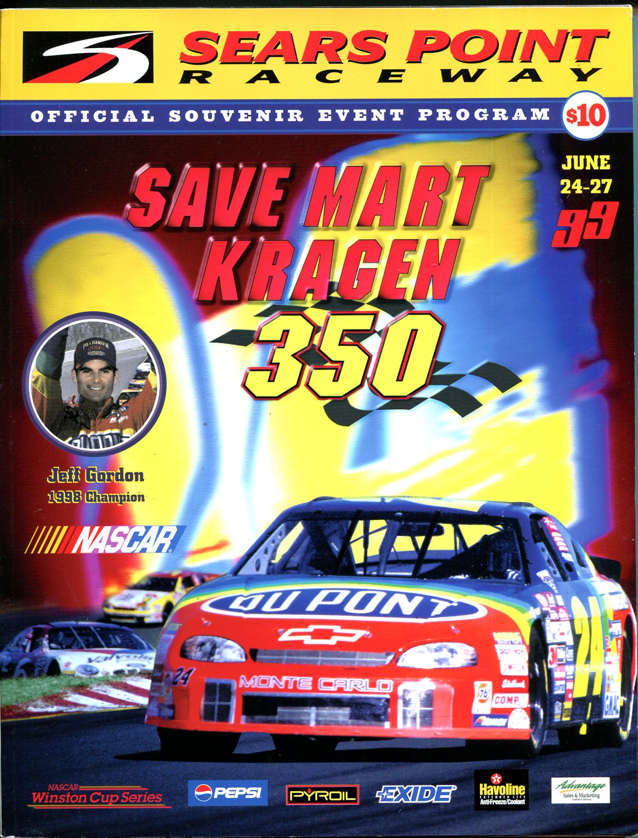 Sears Point Int'l Raceway NASCAR Auto Race Program 6/1999Gordon
