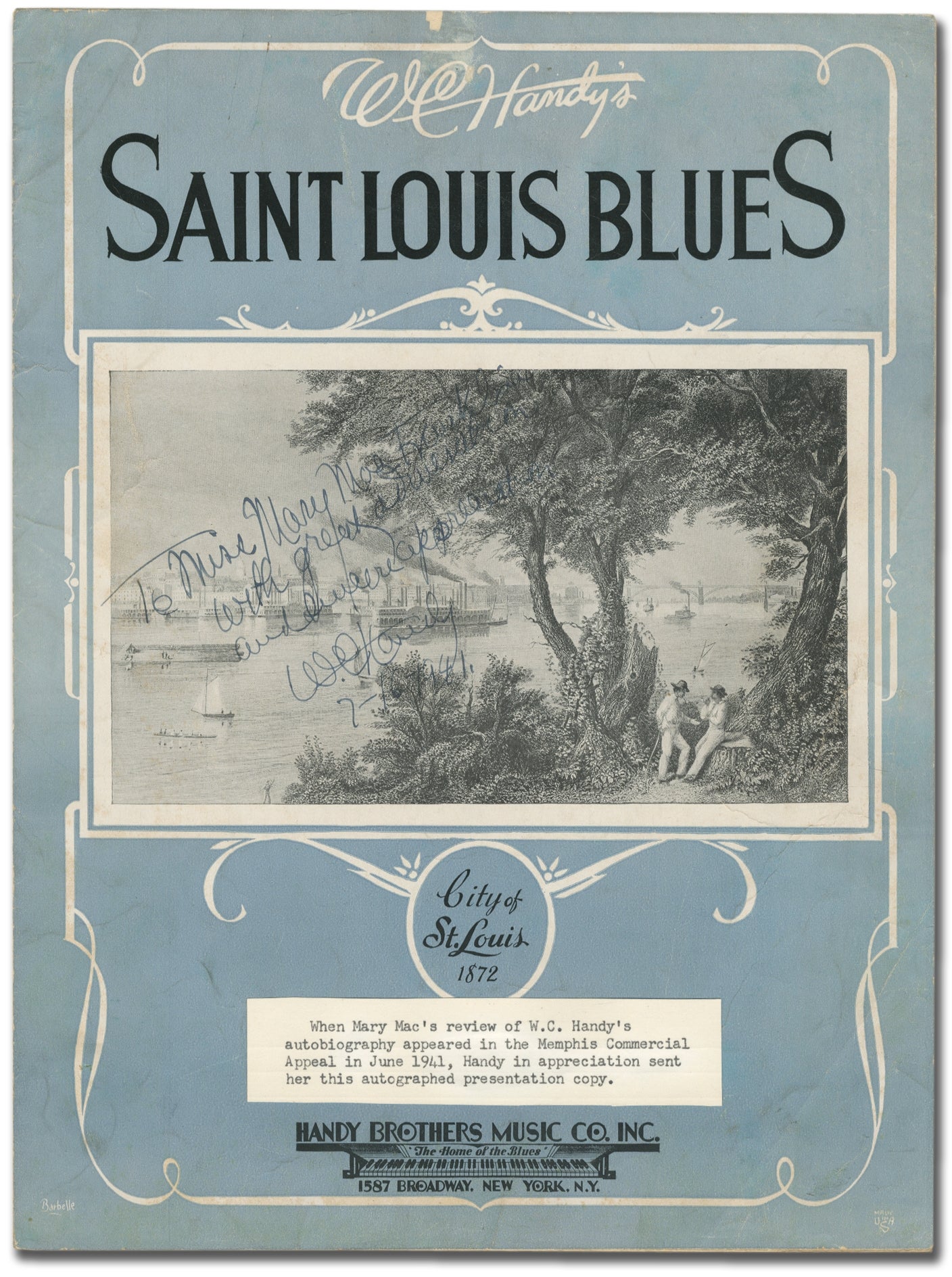 Saint Louis Blues von HANDY, W.C.: Very Good Softcover (1940) Signatur ...