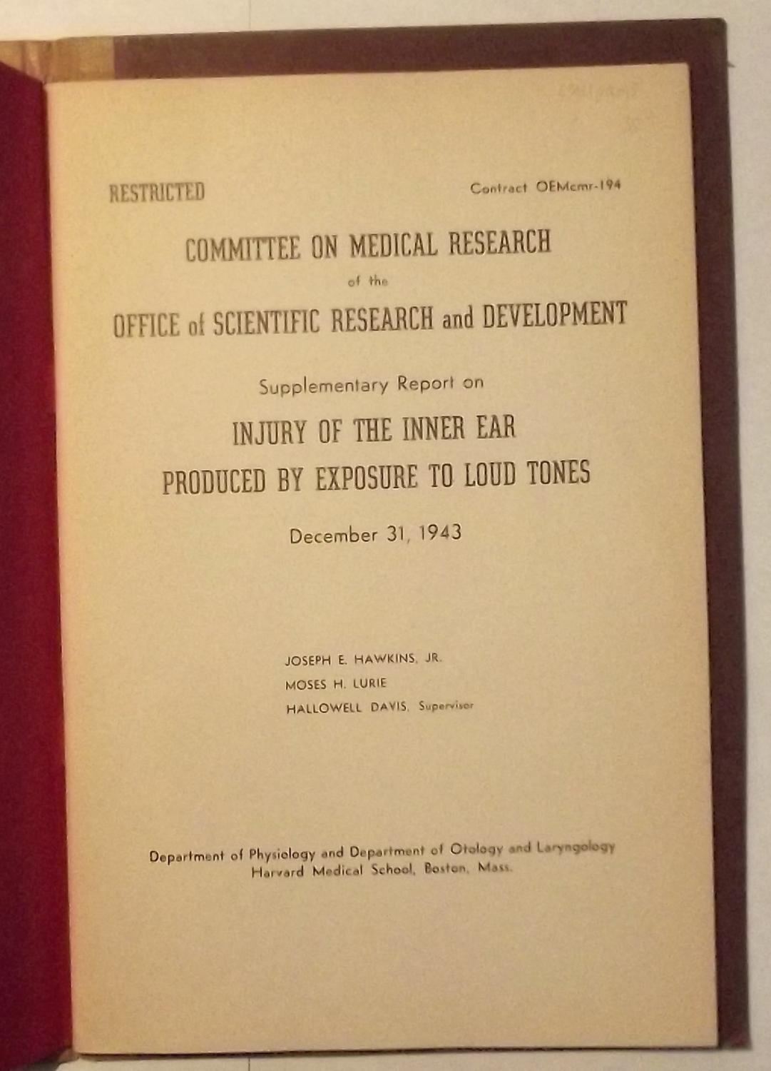 Committee On Medical Research Of The Office Of Scientific Research And