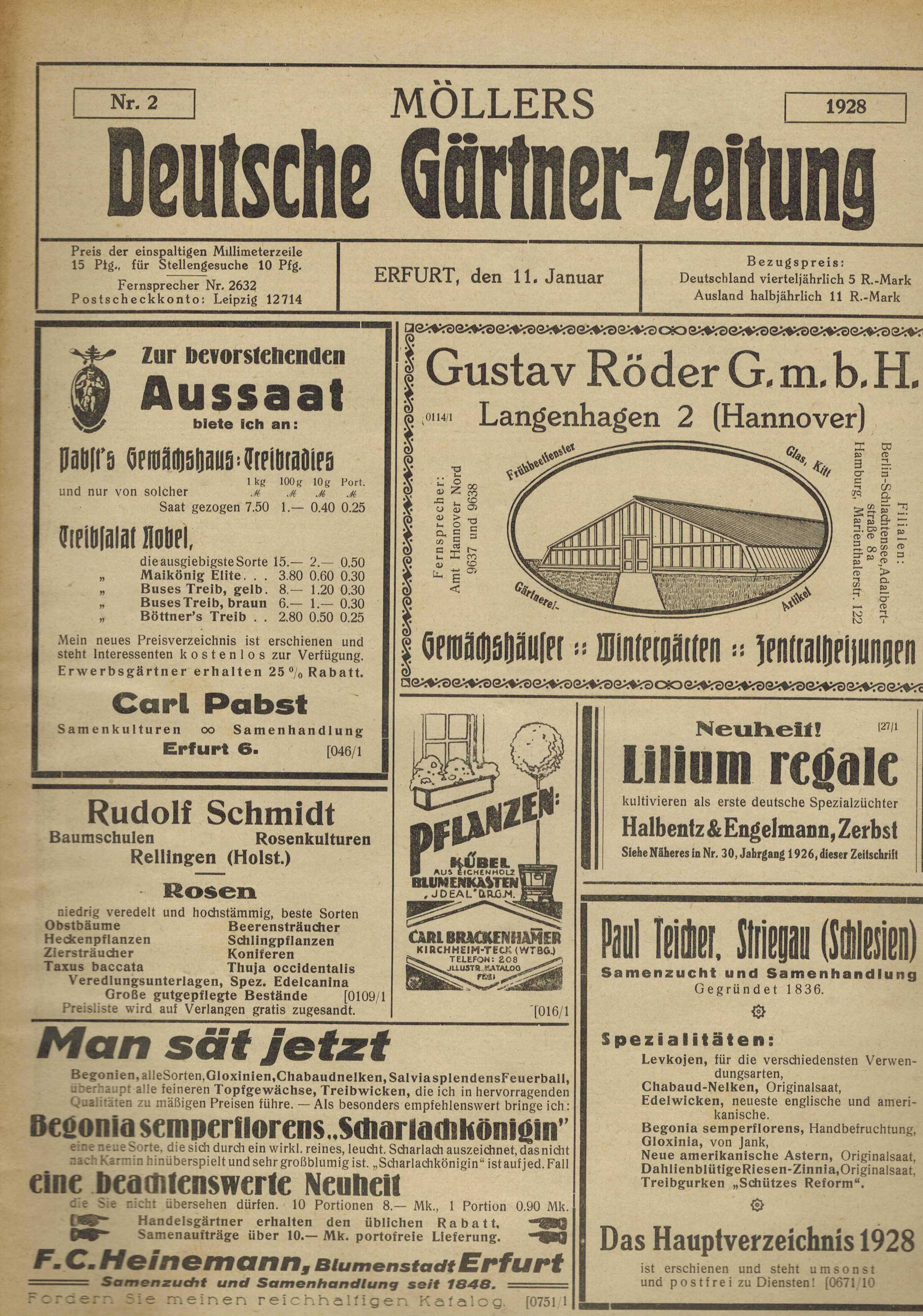 Möllers Deutsche GärtnerZeitung 43.Jahrgang 1928, Heft 2 by Möllers