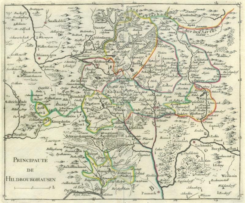 HILDBURGHAUSEN. - Karte. "Principauté de Hildbourghausen".: Art / Print