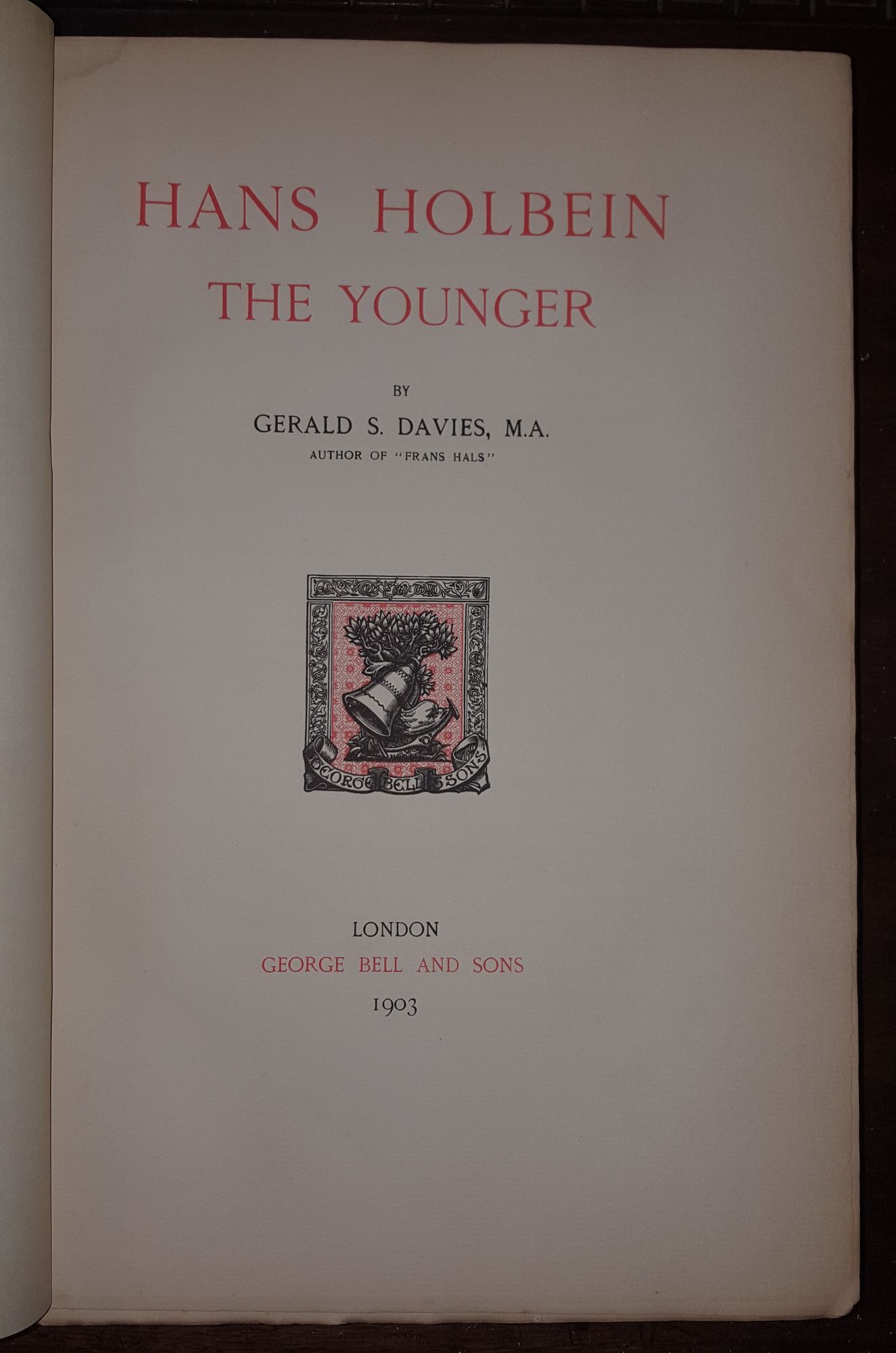 HANS HOLBEIN The Younger by DAVIES Gerald S. | Rothwell & Dunworth (ABA ...