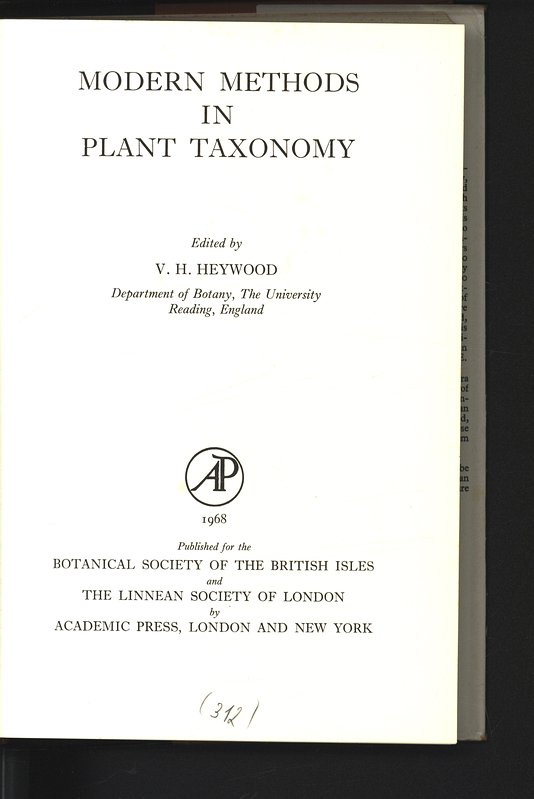 Modern Methods in Plant Taxonomy. - Heywood, V. H. [ed.],