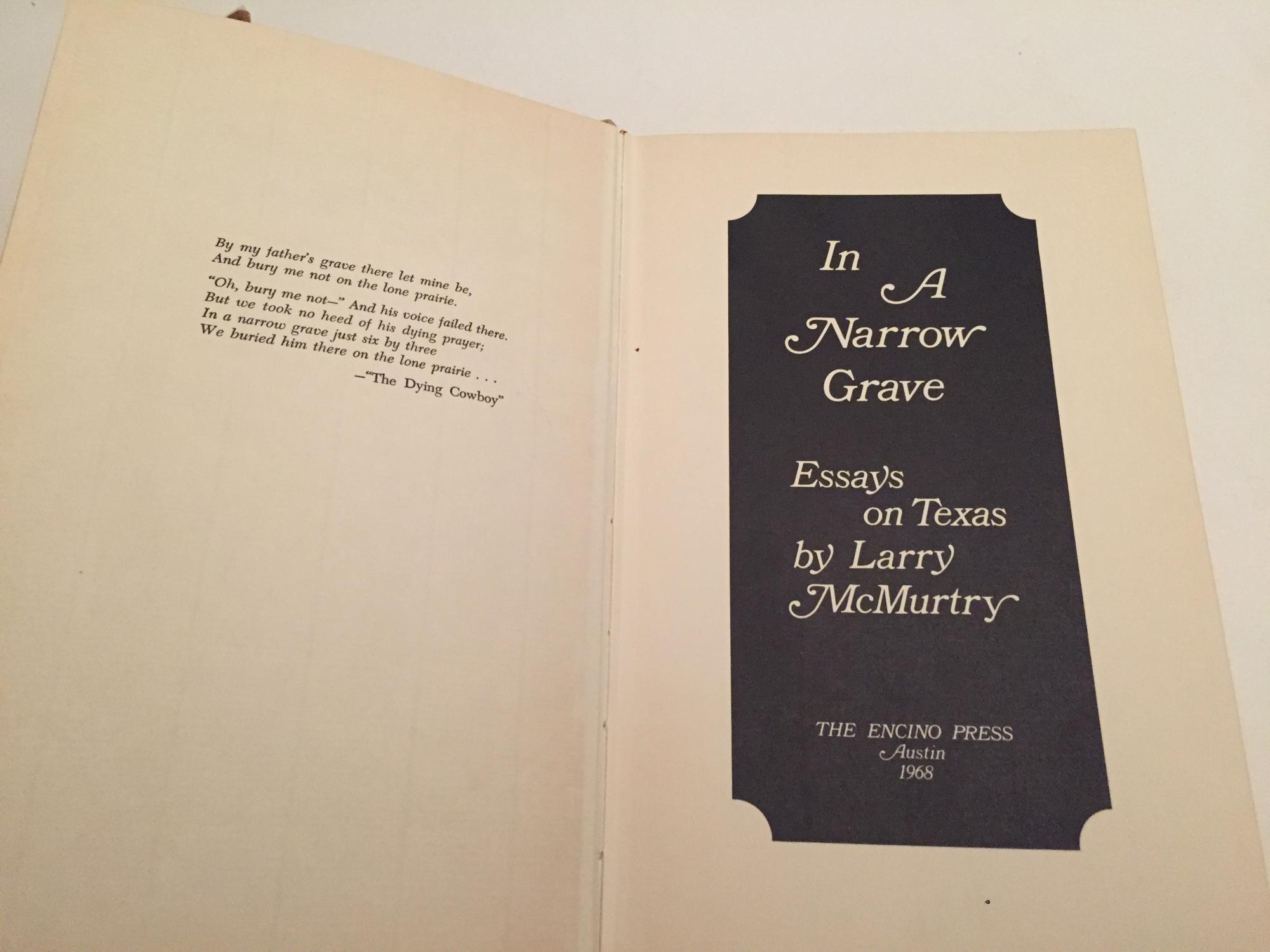 In a Narrow Grave by Larry McMurtry In a Narrow Grave by Larry McMurtry