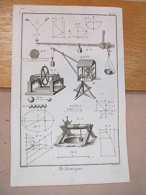 Mechanique. Planche III (3). ( Kupferstich von Benard nach Goussier aus