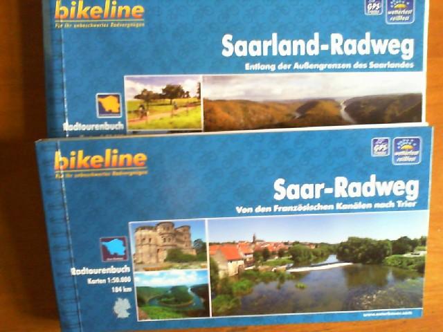 1) Saar-Radweg: Von den französischen Kanälen nach Trier. 2) Saarland-Radweg: Entlang der Außengrenzen des Saarlandes. 3) VeloRoute SaarLorLux. Im Dreiländereck zwischen Saarbrücken, Trier, Luxemburg und Metz. Zusammen 3 Bikeline-Radtourenbücher. - Krautscheid, Jutta