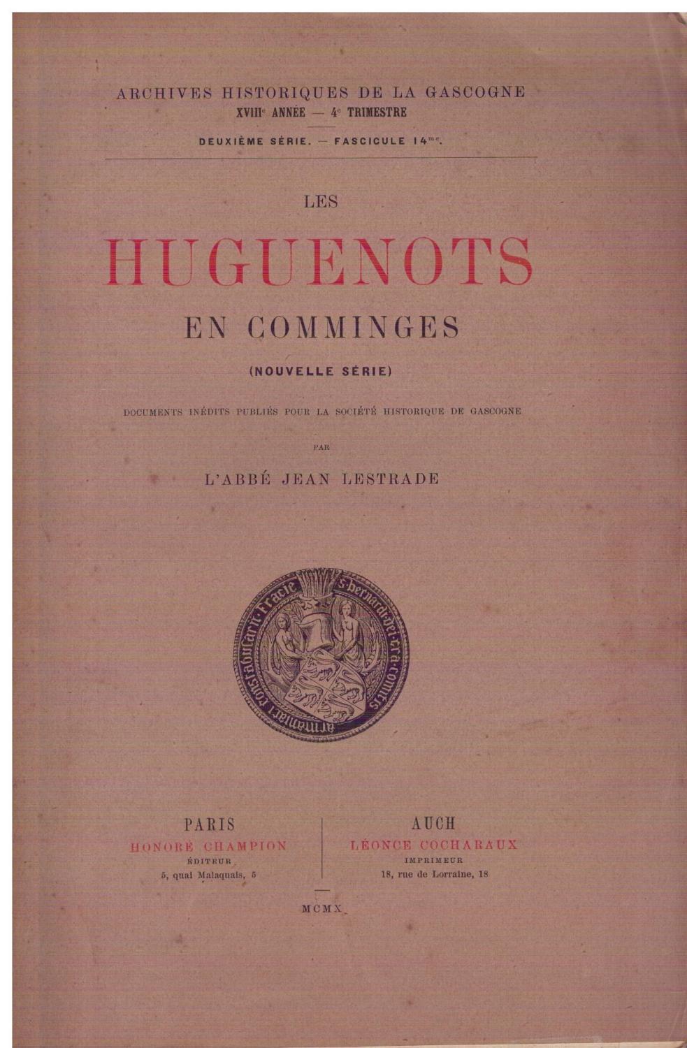 Histoire : Lettres d'un huguenot réfugié en Suisse à sa