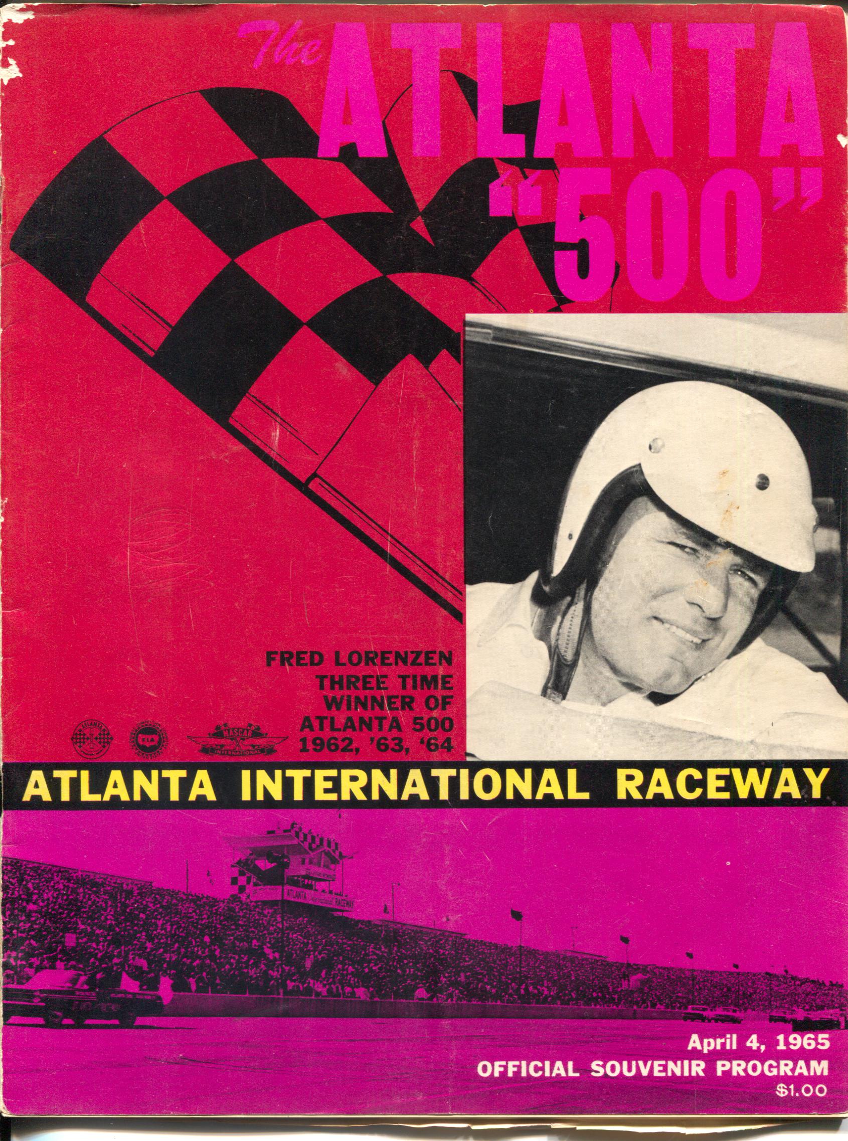 Atlanta International Raceway NASCAR Auto Race Program 4/4/1965-Atlanta ...