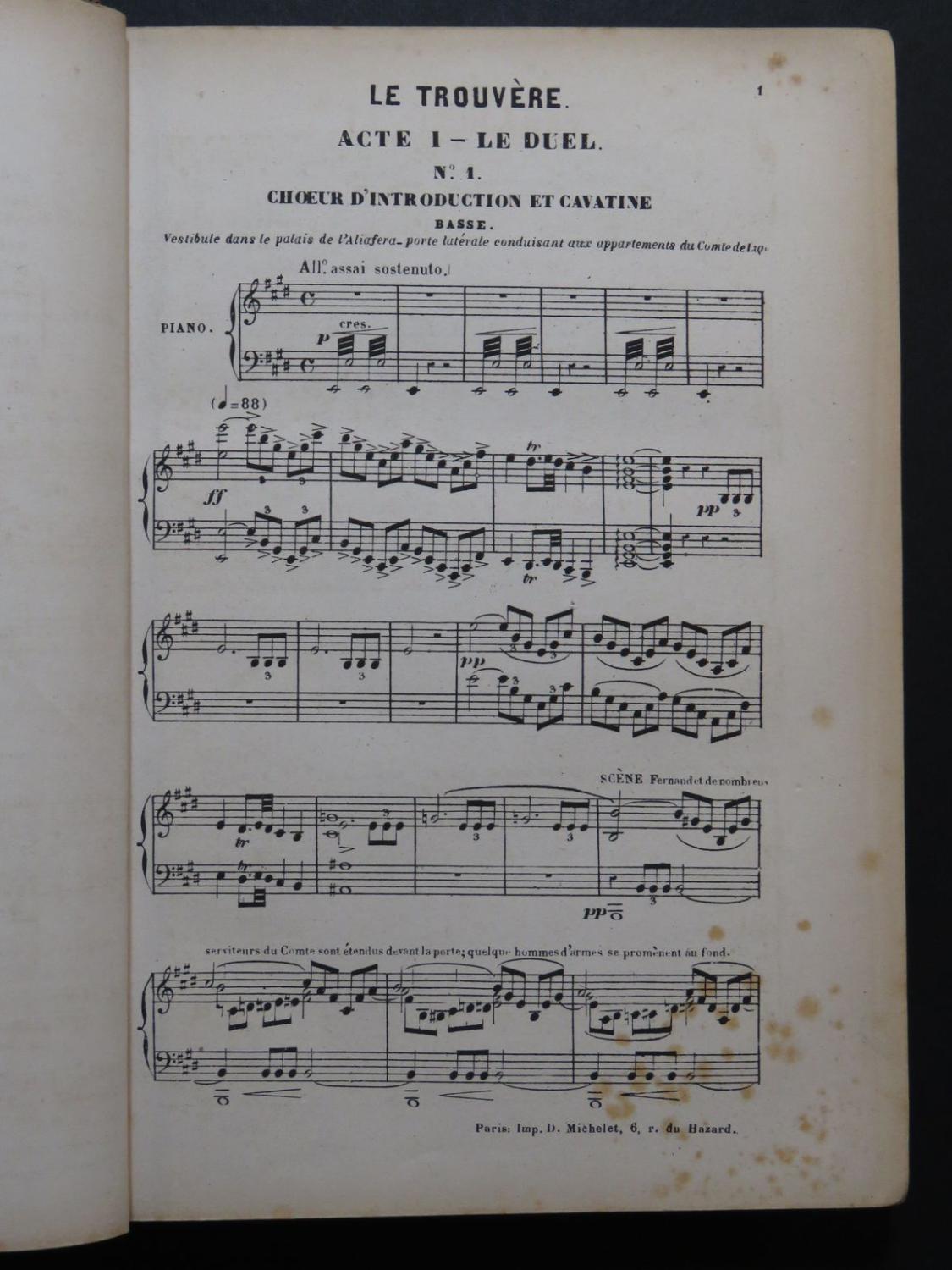 VERDI Giuseppe Le Trouvère Opéra Chant Piano ca1860 by VERDI Giuseppe ...