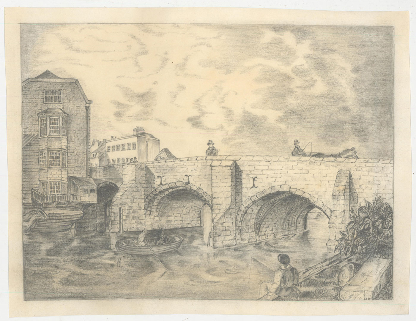 M H H 1967 Graphite Drawing Stone Bridge Over A River With Man Fishing By M H H 1967 Signed By Author S Art Nbsp Nbsp Print Nbsp Nbsp Poster Sulis Fine Art M H H 1967 Graphite Drawing Stone Bridge Over A River With Man Fishing By M H H 1967 Signed By Author S Art Nbsp Nbsp Print Nbsp Nbsp Poster Sulis Fine Art