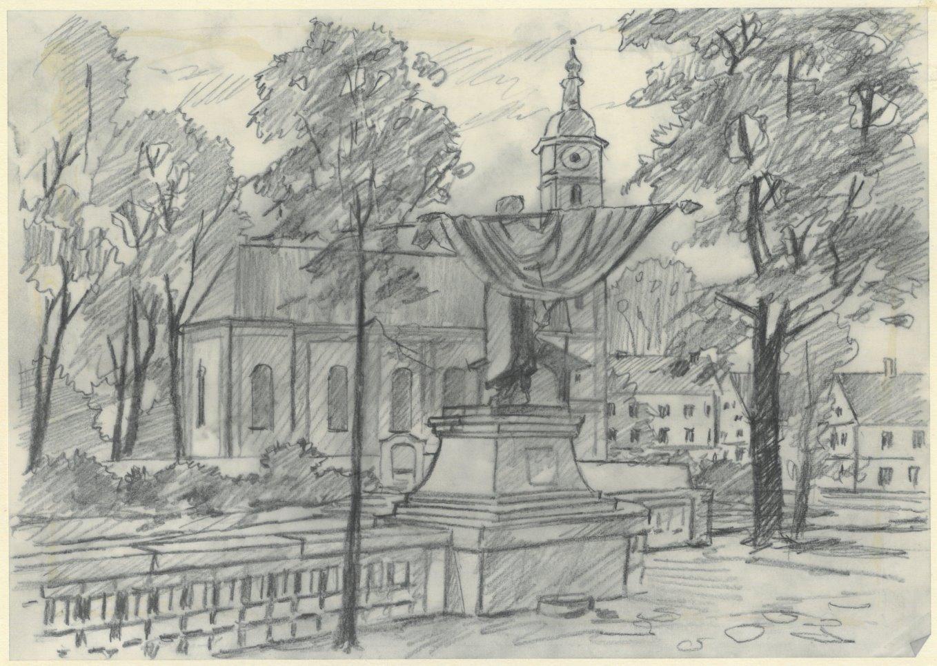 MÜNCHEN. - Sendling. Sendlinger Berg mit dem Denkmal für den Schmied ...