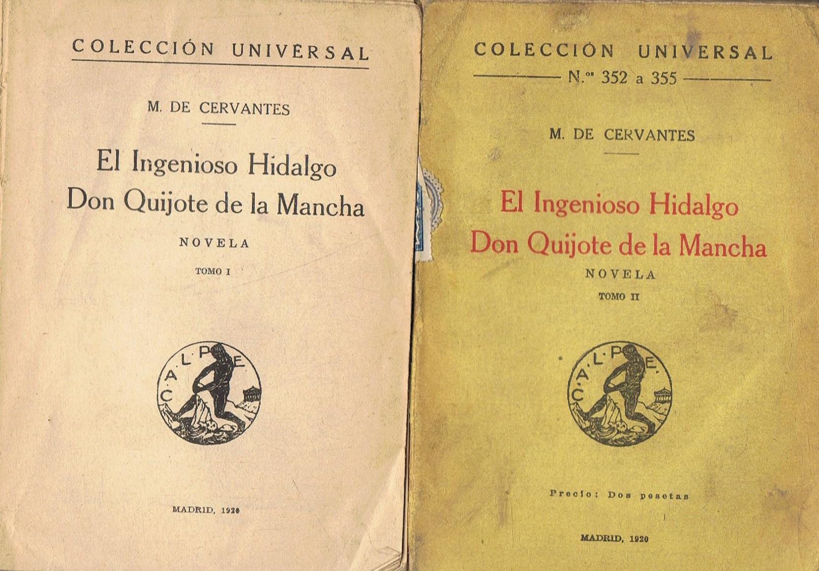 EL INGENIOSO HIDALGO DON QUIJOTE DE LA MANCHA. 1ª Parte. 2 Tomos. - Cervantes Saavedra. Miguel de