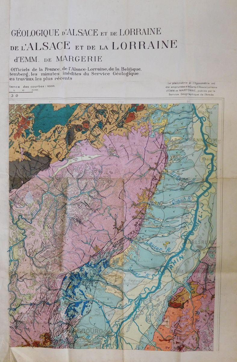Geologische Wandkarte für Elsaß und Lothringen in 4 Einzelkarten