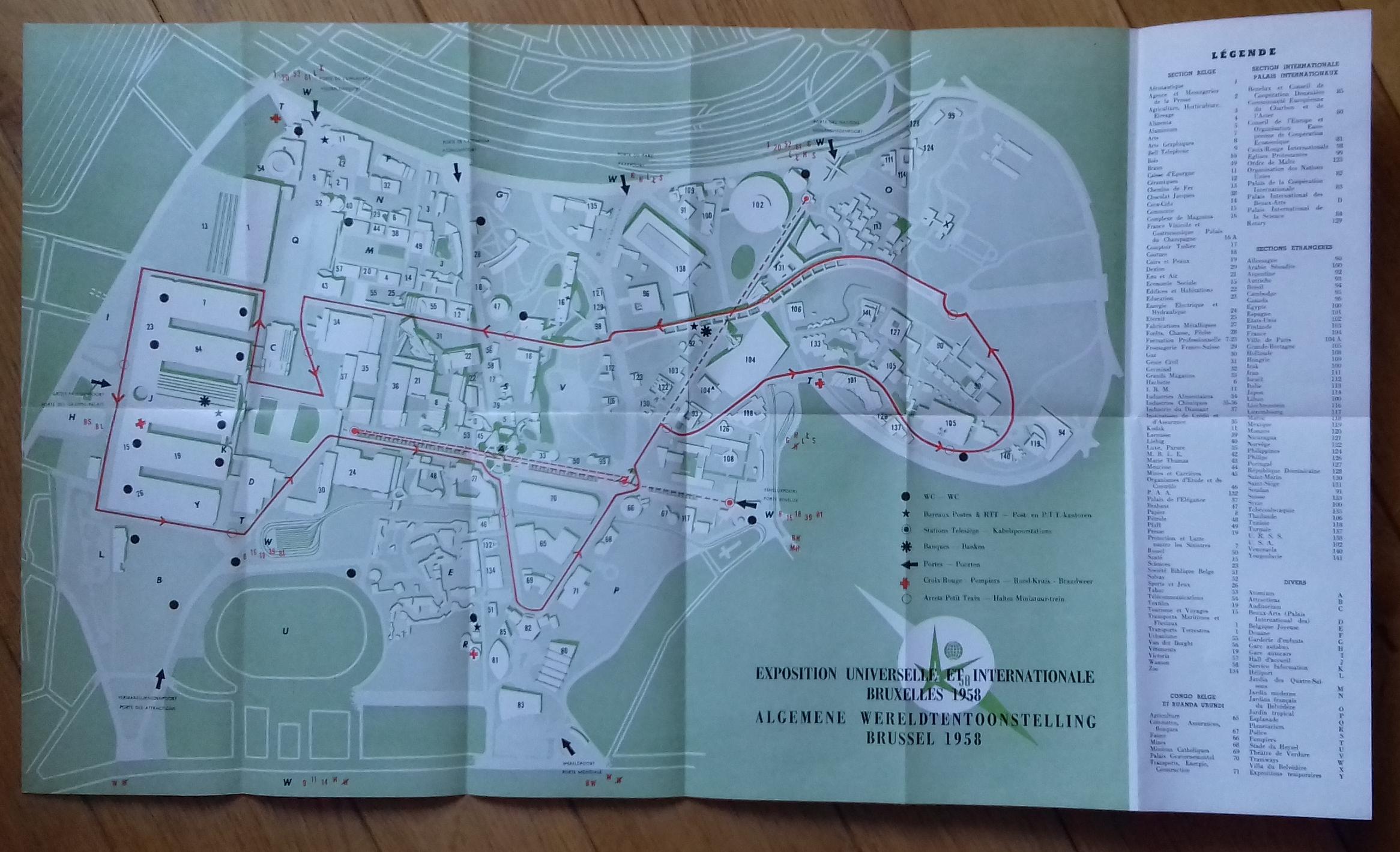 Plan General De L Expo 58 By Bruxelles Expo 58 1958 Librairie Pique Puces