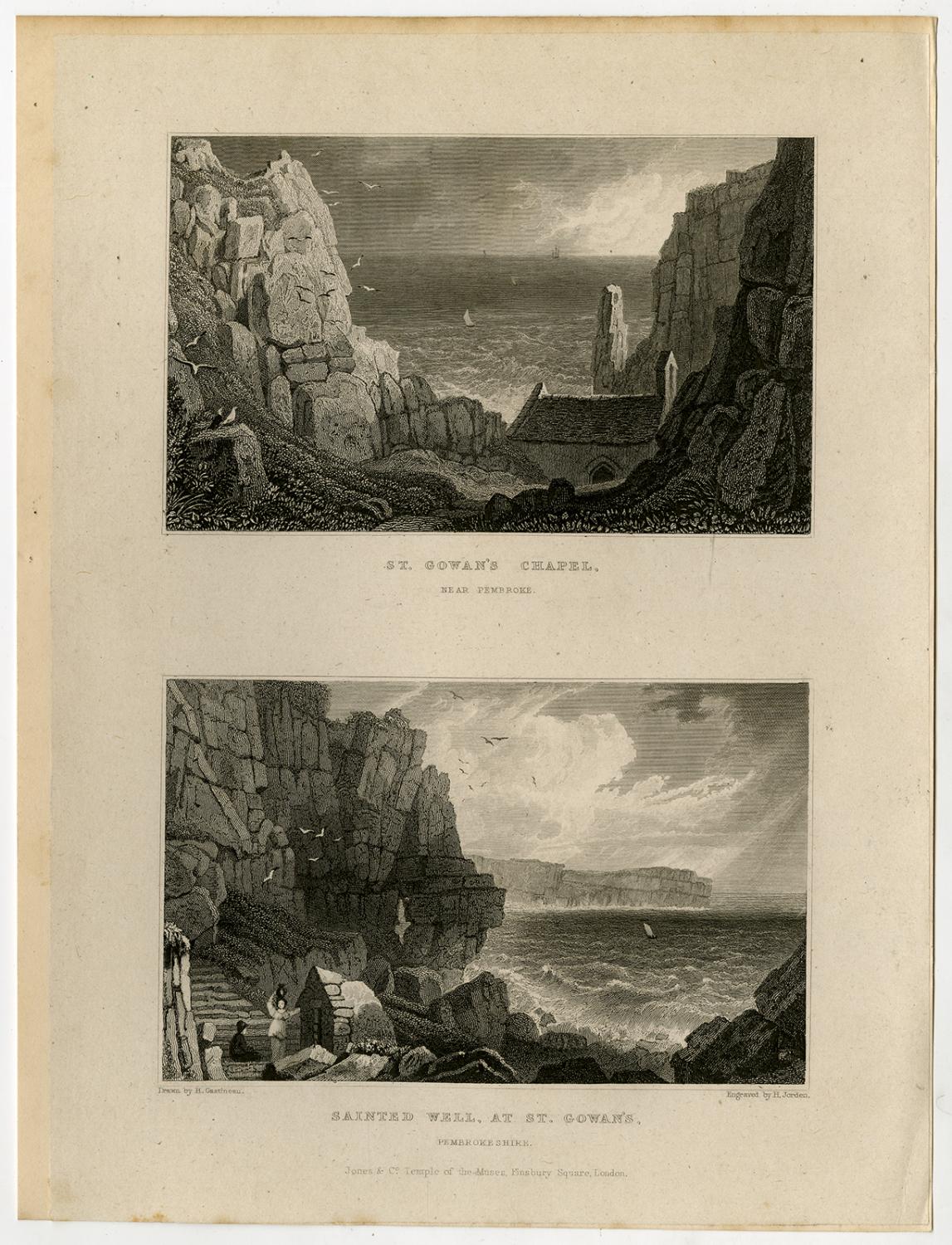 Antique PrintWALESPEMBROKESHIREST.GOWAN'SPEMBROKEGastineauJorden