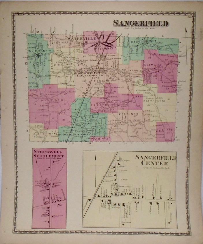 Map of Sangerfield, New York by BEERS, D. G. (1874) Yesterday's