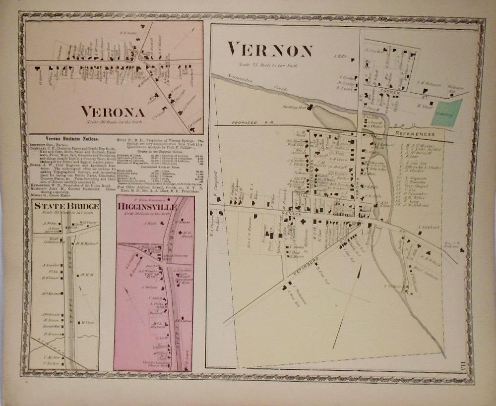 Map of Vernon and Verona, New York by BEERS, D. G. (1874) Yesterday