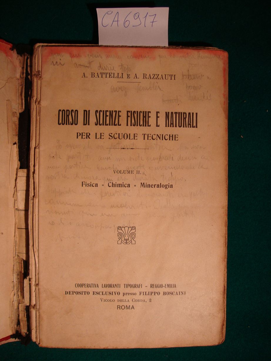 Abebooks Corso di scienze fisiche e naturali per le scuole tecniche - Volume II (Fisica - Chimica - Mineralogia)