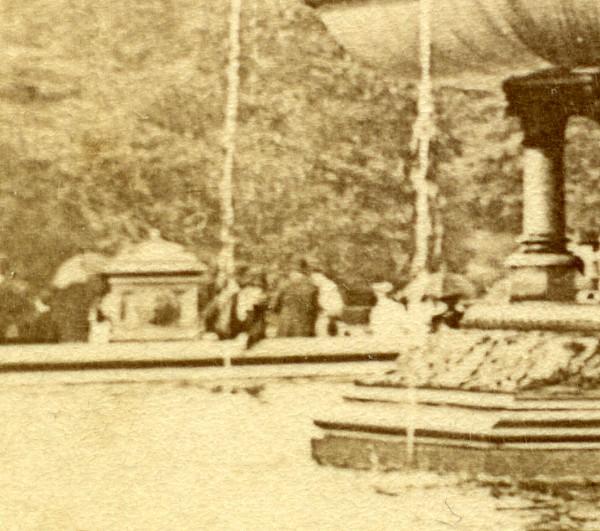 USA New York Bethesda Fountain Central Park Old Stereoview Photo