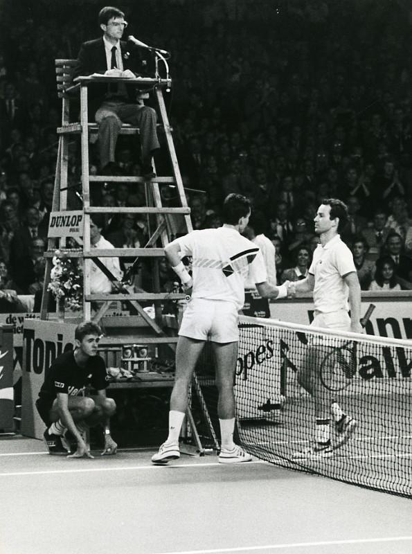Belgium Antwerp Tennis Tournament McEnroe Lendl Old Photo Van de Velde