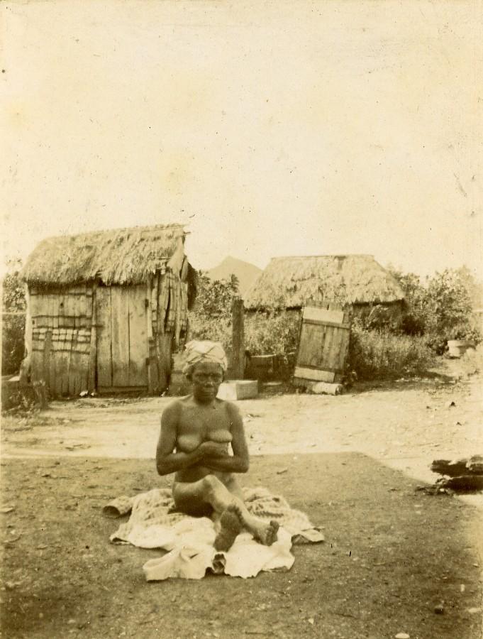Sub-Saharan Africa Female Nude Study Village Huts Old Photo 1890 by ANONYMOUS Photograph Bits of Our Past photo