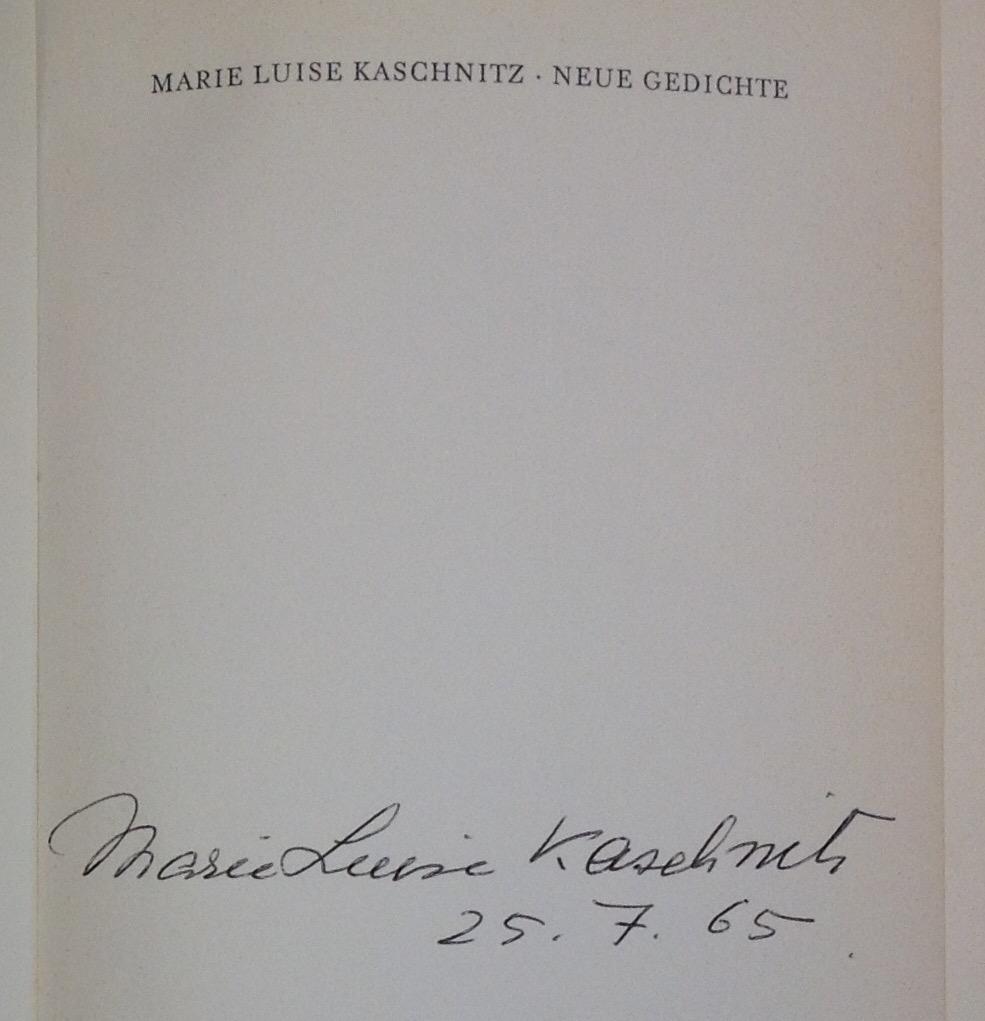 Neue Gedichte - signiertes Exemplar von Kaschnitz, Marie Luise: Guter