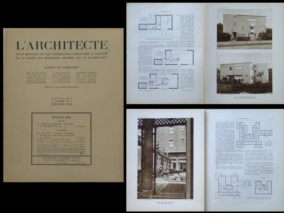 L'ARCHITECTE FEVRIER 1926 VAUCRESSON, LE CORBUSIER, NEW YORK, SHELTON ...