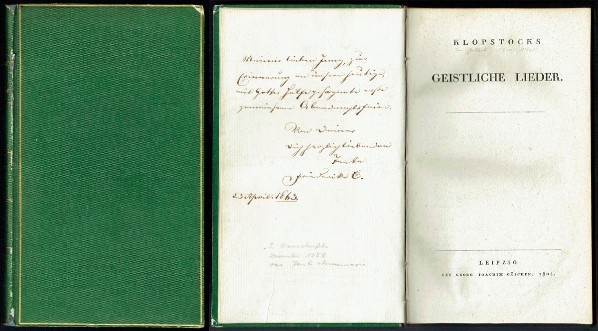 Oden Geistliche Lieder Epigramme By Klopstock Friedrich Gottlieb 1724 1803 Gut Hardcover 1804 Antiquariat Hardner