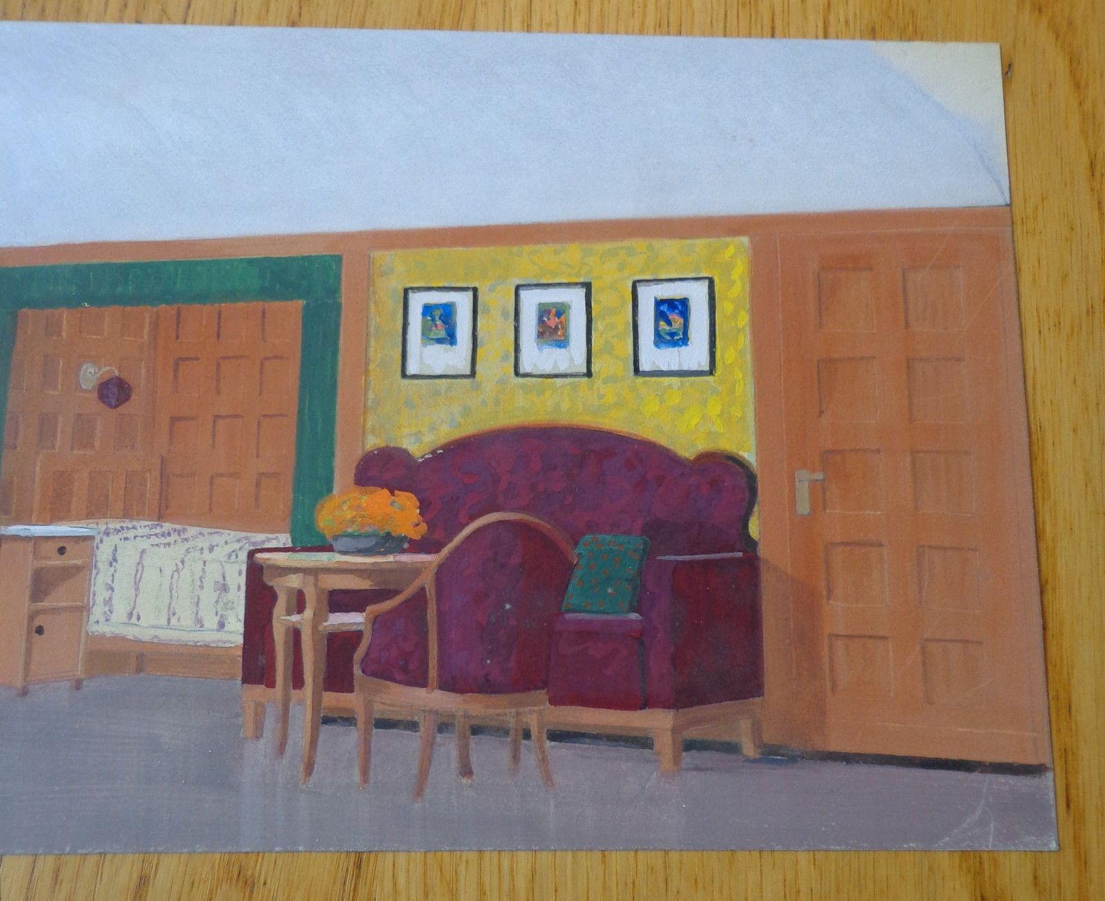 Gouache. Architecture d'intérieur, canapé, table, fenêtres. Berthold (Max) [Bon] [Couverture souple]