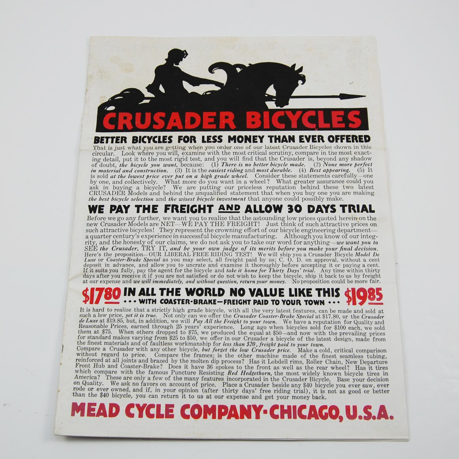 Crusader Bicycles advertising booklet. by Mead Cycle Company Alembic