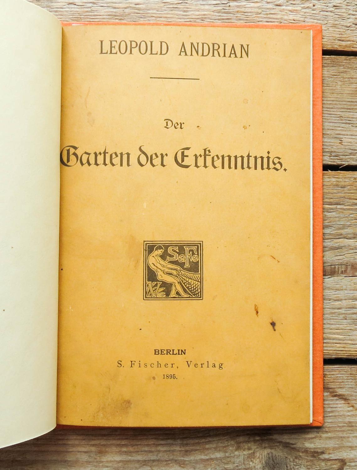 Der Garten der Erkenntnis. by Andrian, Leopold von Antiquariat