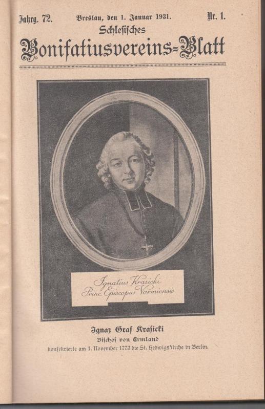 Schlesisches Bonifatiusvereins-Blatt. 1931, (72.) zweiundsiebzigster ...